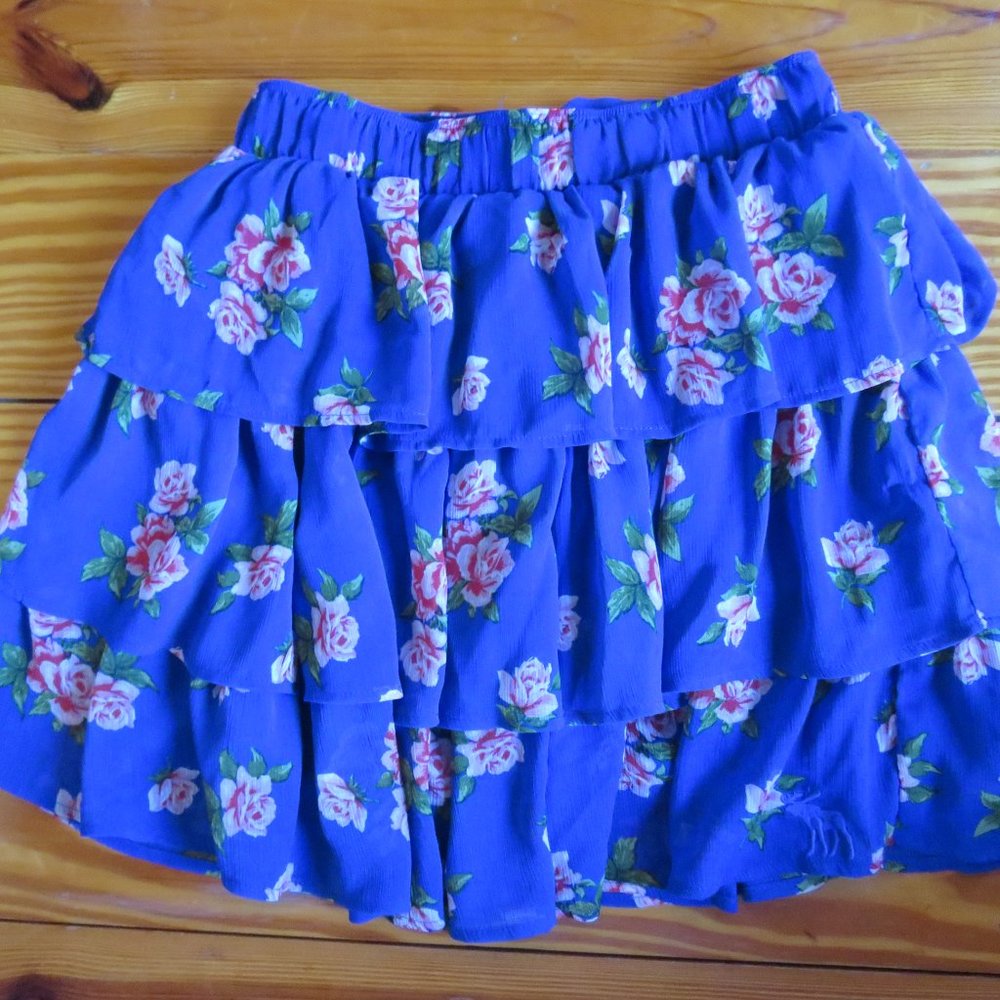 Hollister Ruffle Blue Flower Skirt XS - Picture 10 of 10